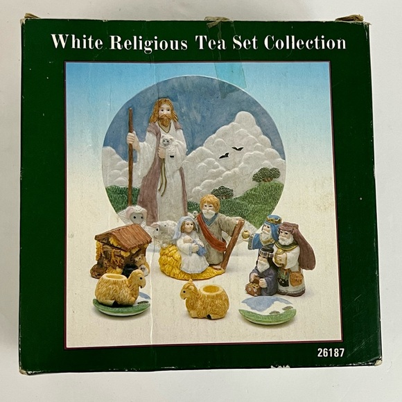 White Religious Tea Set Collection 7 Piece Set - Picture 13 of 15